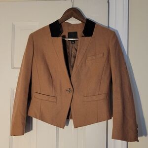 Camel wool cropped riding jacket blazer